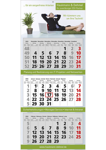 3-maands wandkalender